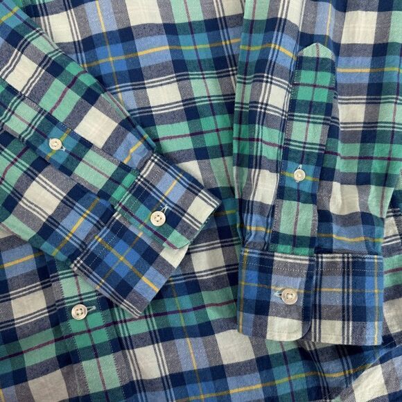 Vineyard Vines Whale Shirt Tartan Plaid Flannel Button Front Shirt Blue Medium - Picture 8 of 11